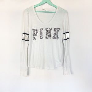 Victoria's Secret PINK Jersey Sequins Long Sleeve Tee Shirt